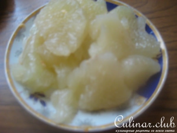 Блины с шафраном, мёдом и помело.