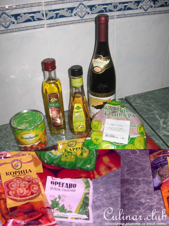 Курица, тушеная в вине и уксусе