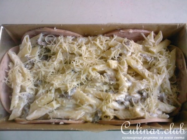 Паста аль форно(запеканка из макарон с грибами)