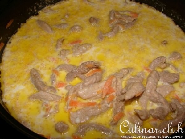 Лапша с мясом в йогурте