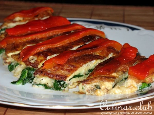 Омлет со шпинатом и моцареллой (Omelette agli spinaci e mozzarella)