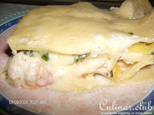 Лазанья с креветками