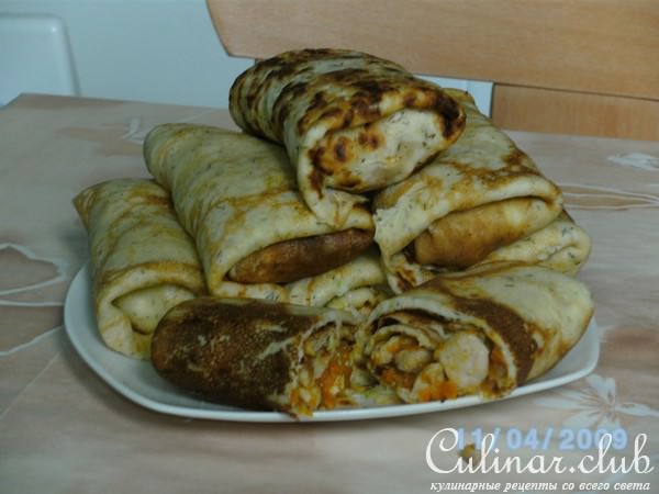 Фаршированные блины из кабачков с мясной начинкой