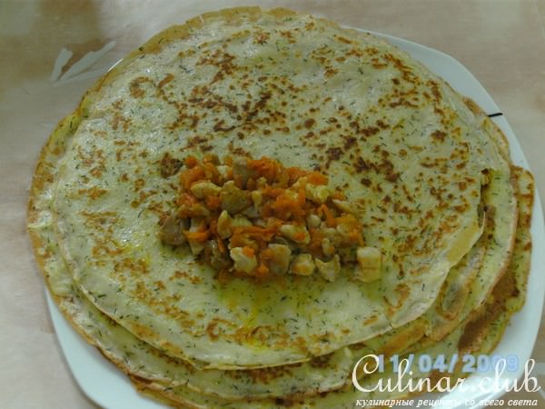 Фаршированные блины из кабачков с мясной начинкой