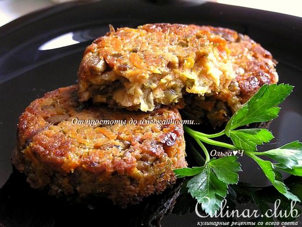 Соевые котлетки с грибами (в духовке)