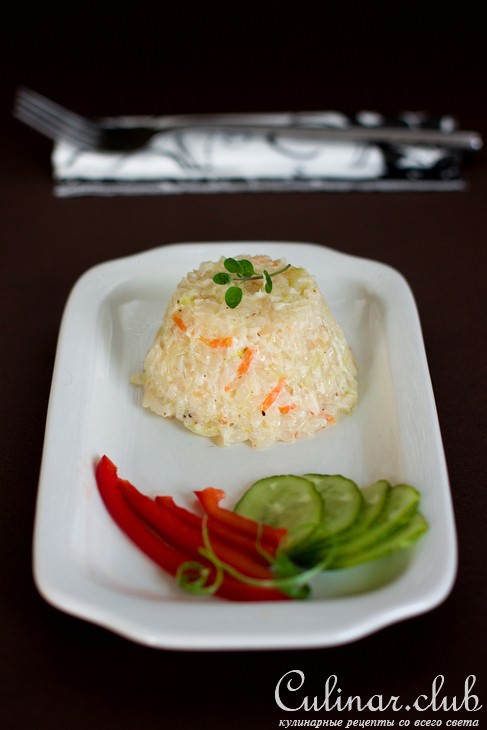 Сливочная капуста, тушеная с рисом