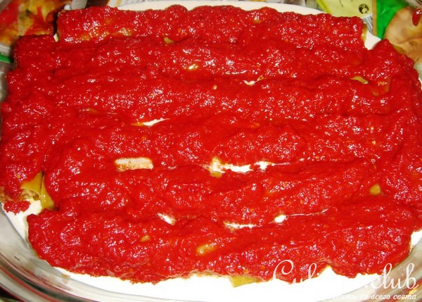 Каннеллони с пикантным фаршем и двумя соусами