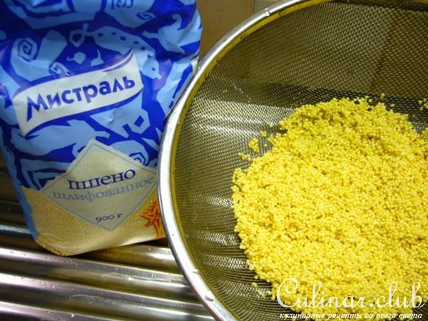 Каша пшенная с креветками