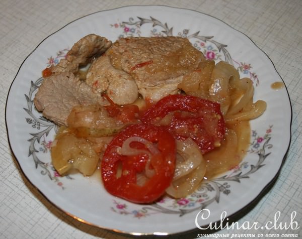 Свинина с яблоками в пиве