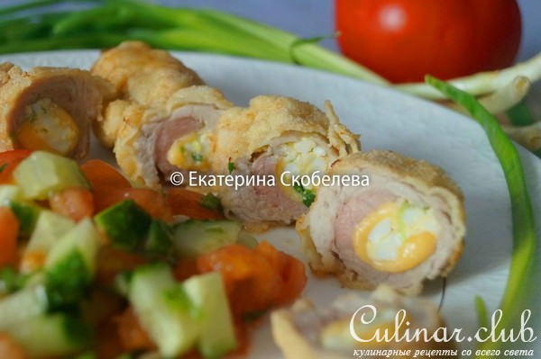 Фламенкины с начинкой из сыра, яиц и зеленого лука