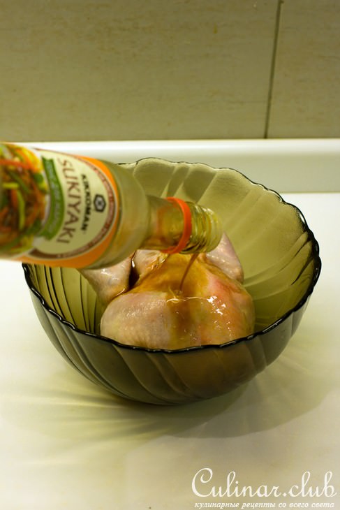 Курица, фаршированная чечевицей, грецкими орехами и печенью