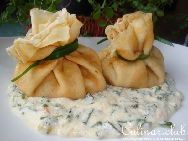 Блинные мешочки с начинкой