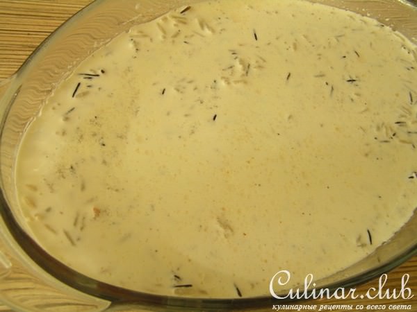 Кассероль с рисом, форелью и моцареллой