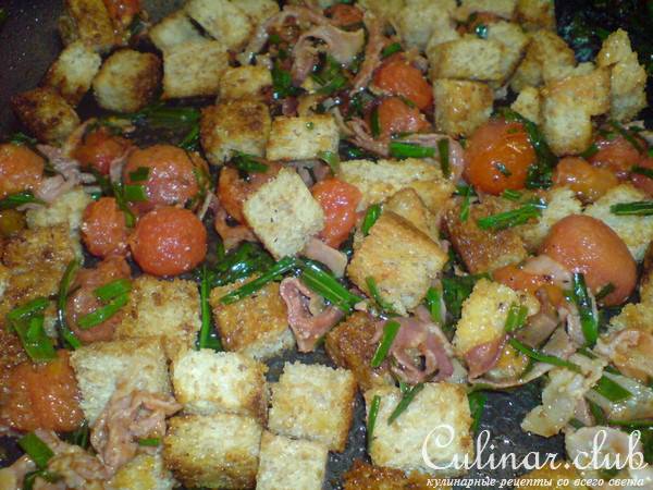 Форель речная,фаршированная крабиками,крутонами и помидорками-черри