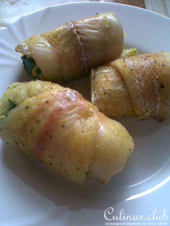 Рыбные рулетики со шпинатом и сыром