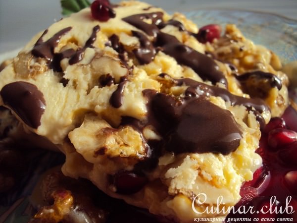 Ореховое парфе с гранатовым соусом (Walnut Parfait with Pomegranate sauce)