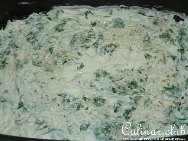 Оригинальная "Лазанья" с баклажаном и рисом к куриным отбивным