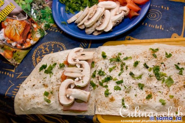 Ветчина в лаваше (быстрои вкусно)))