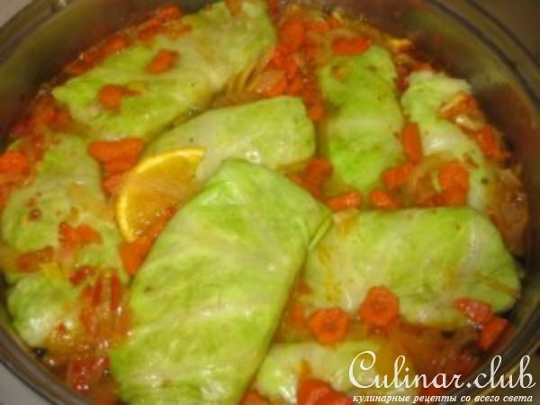 Голубцы c куриной печёночкой на апельсине