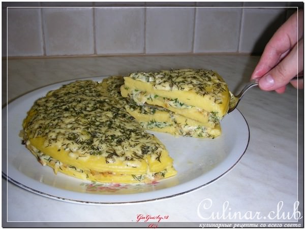 Полента с сыром и жареным луком