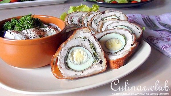 Рулетики из куриного филе с отварным яйцом и зеленью «С добрым утром, любимый!» :)