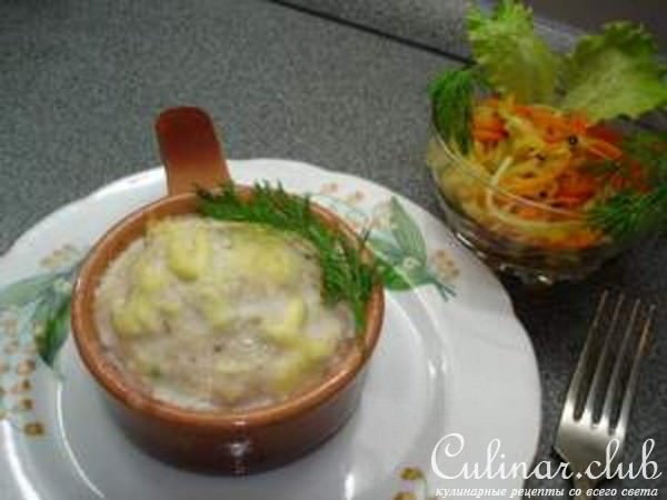 Куриное суфле с овощным спагетти