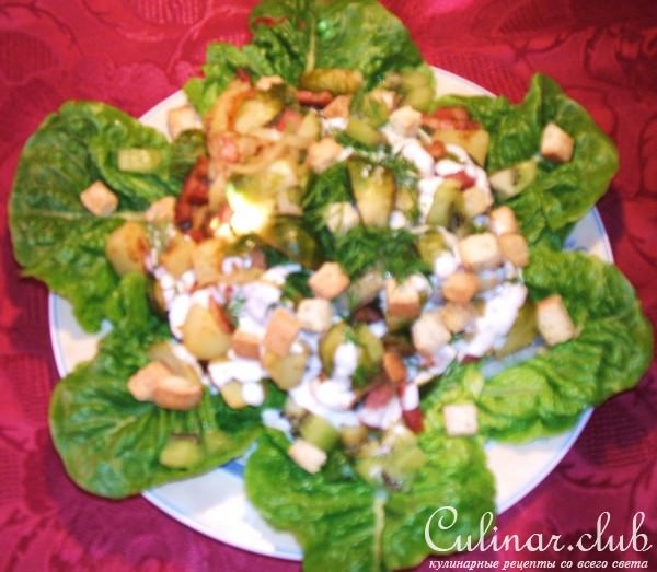 Брюссельская с беконом , орехами ...(тёплый салат)