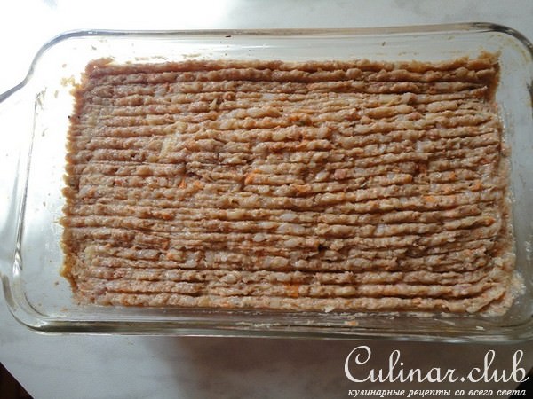 Мясная запеканка с шампиньонами и сыром