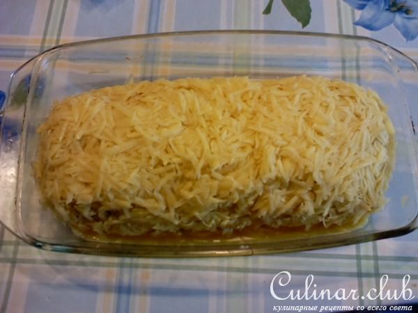 Рулет "Кордон блю" из фарша, в картофельной шубке
