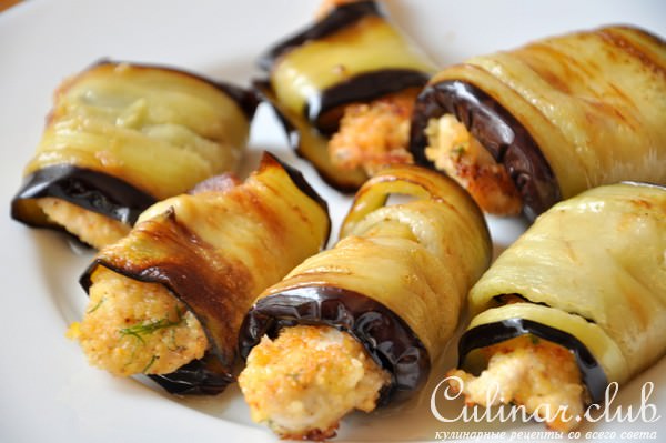 Теплая закуска с курицей и баклажанами + салат
