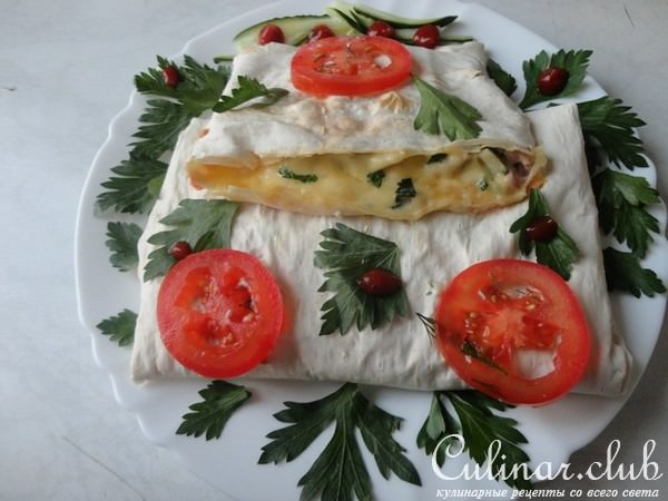 Лаваш с грибами и сыром