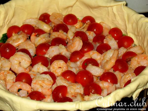 Тарт с креветками и помидорами-черри (Torta salata con gamberi e pomodorini)