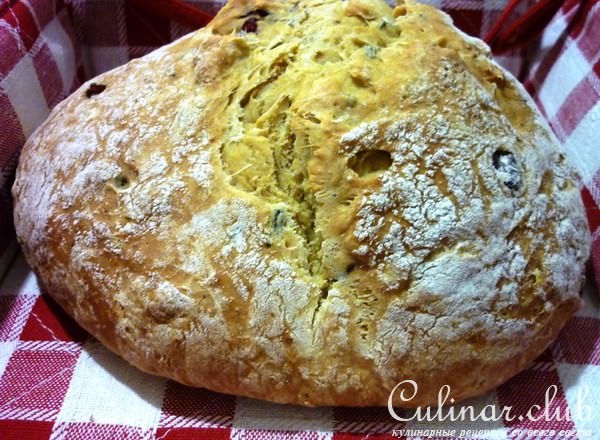Ирландский содовый хлеб с клюквой,розмарином и грецкими орехами (рождественский завтрак)