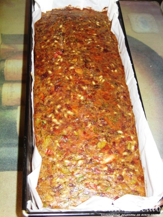 Печеночный пирог с овощами