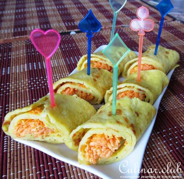 Рулетики из кабачков с морковной начинкой