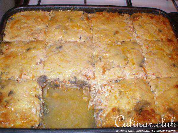 Запеканочка рыбно-творожная с шампиньонами.