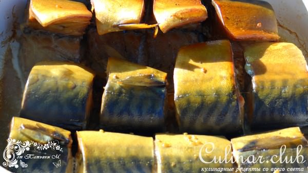 Скумбрия маринованная в соевом соусе и скумбрия копченая
