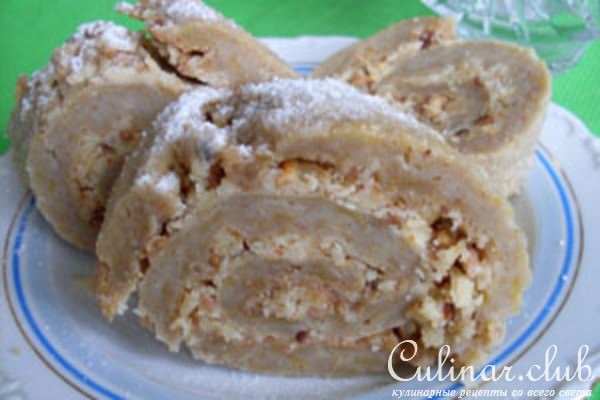 Тыквенный рулет со сливочной начинкой