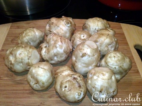 Салат из топинамбура (иерусалимский артишок, булва, волошская репа, sunchoke, topinambour)