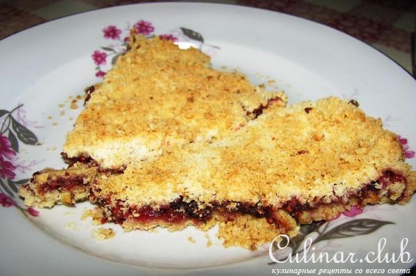 Малиново-шоколадный крамбль с миндальными орешками (для дуэли)