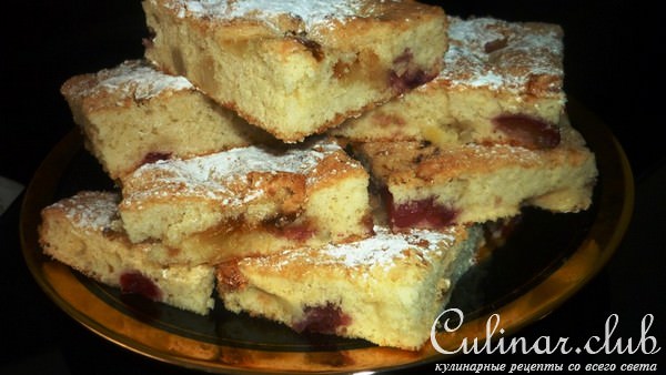 ОТКРЫТЫЙ ПИРОГ С ВИШНЯМИ И АНАНАСАМИ (легкий и нежный)