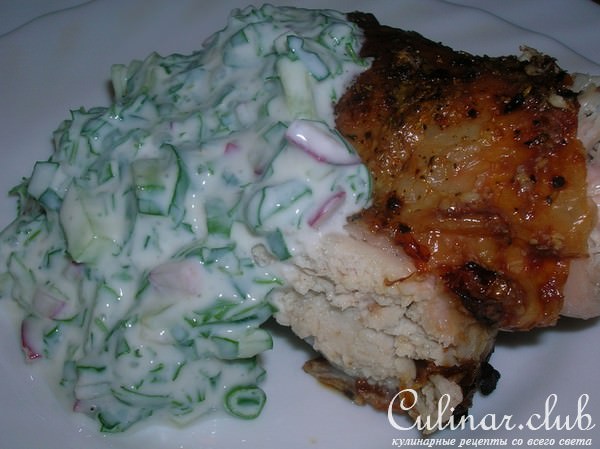 Йогуртово-овощной соус с кресс-салатом к мясу, птице и овощам
