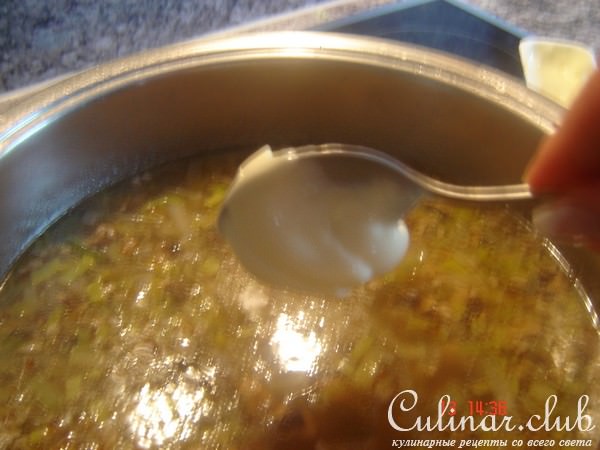 Сырный суп с пореем и шампиньонами