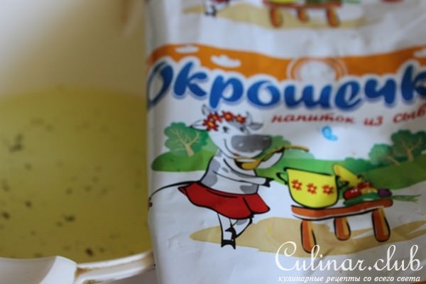 Окрошка с ветчиной на сыворотке