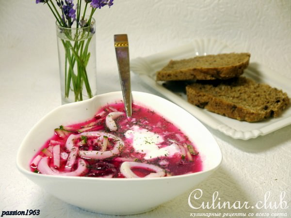Свекольник с кальмарами