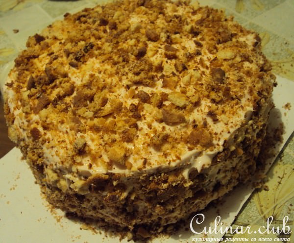 Медовик с творожными коржами и сметанно-сливочным кремом