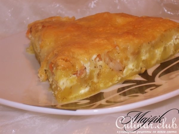 Картофельный киш-пирог с креветками